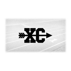 Sports Clipart: Black Varsity Letters 'XC' Standing for Cross Country Layered on Top of Arrow in Middle - Digital Downlo