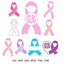 Awareness Ribon SVG,Feather Ribbon SVG, Breast Cancer Svg ,SVG Cut File, Svg, eps,png, Silhouette Files, Cricut Files