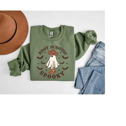 Cowboy Ghost Crewneck Sweatshirt , Cute Ghost Shirt , Trick or Treat , Halloween Cute Sweatshirt , Western Halloween Shi