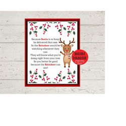 Reindeer Letter, Printable Reindeer Cam Letter, Instant Printable Letter From Santa, Instant PNG Digital Download