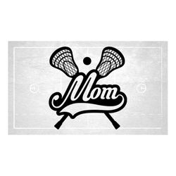 Sports Clipart: Black Lacrosse Stick Net with Word 'Mom' in with Baseball Style Swoosh Underline Cutout - Digital Downlo