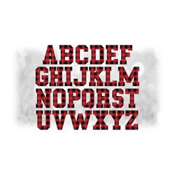 Word Clipart: Alphabet Letters Grouped on ONE Single Sheet, Black/Red Buffalo Plaid Layers - Digital Download SVG, NOT I