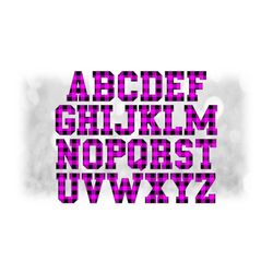 Word Clipart: Alphabet Letters Grouped on ONE Single Sheet, Black/Pink Buffalo Plaid Layers Digital Download SVG, NOT In