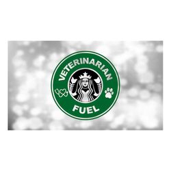 Medical Clipart: Black/Green 'Veterinarian Fuel' w/ Paw Print, Stethoscope - Logo Spoof Inspired by Coffee Shop - Digita