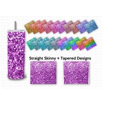 20 oz skinny glitter tumbler sublimation wraps bundle, glitter designs png bundle, ombre glitters pattern, straight, tapered,sublimation png