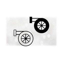 Car/Automotive Clipart: Simple Hand Drawn Black Cartoon Outline of Car Blower or Turbo Boost or Turbocharger - Digital D