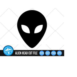 Alien Head SVG Files | Alien Cut Files | Alien Face Vector Files | Alien Head Silhouette Vector | UFO Clip Art
