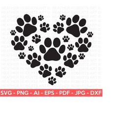 Paw Print Heart SVG, Dog SVG, Fur Mom svg, Dog Mom svg, Dog Mama svg, Paw Prints, Dog Quotes, paw svg, Dog Lover svg, Cricut Cut File
