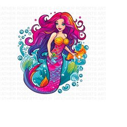 Mermaid Sublimation Clipart, Mermaid PNG, Cute Mermaid PNG, Mermaid Clipart, Sublimation, Mermaid Theme Party, Mermaid Sublimation Files