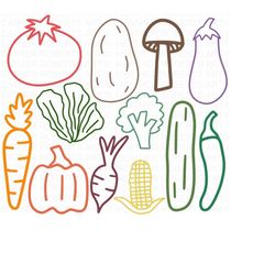 Vegetable Clipart Svg Bundle, Vegetable Svg Bundle, Beet Svg, Belle Pepper Svg, Broccoli Svg, Carrot Svg, Corn Svg, Cut File for Cricut