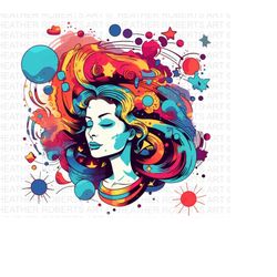 Psychedelic Woman, Woman PNG, Psychedelic Decor png, Psychedelic Art, Psychedelic Wall Art png, Sublimation PNG