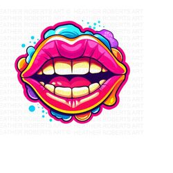 Psychedelic Lips, Lips PNG, Psychedelic png Decor, Psychedelic Art, Psychedelic Wall Art png, Colorful Lips PNG, Sublimation PNG