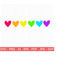 Rainbow Hearts Svg, Heart SVG, Pride Heart svg, Valentine Heart svg, Heart Shape, Rainbow svg, pride svg, Cut Files Cricut, Silhouette