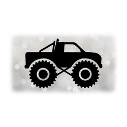 Car/Automotive Clipart: Simple Basic Black Monster Truck Drawing with Roll Bar and Lights - Unisex Kids Design - Digital