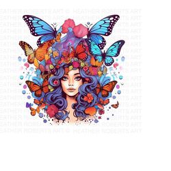Psychedelic Butterfly Woman, Butterfly Woman PNG, Psychedelic png Decor, Psychedelic Art, Psychedelic Wall Art png, Sublimation PNG