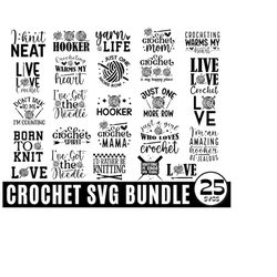 Crochet quotes SVG bundle, Crochet Hook Svg, Crochet Clipart, Knitting svg, Crochet Shirt Design Bundle, crochet yarn svg, Cricut,Silhouette