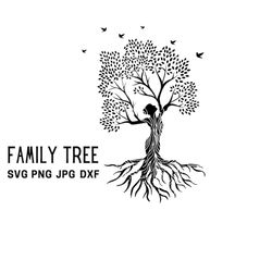Tree of life svg, Tree with Queen Svg, tree with roots svg, tree of life png, svg, dxf file for cricut, silhouette