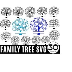 Family tree svg bundle 1-30 members, family reunion svg, Tree Of Life Svg, family tree wall art, Family Heart Tree Svg, Family branch svg