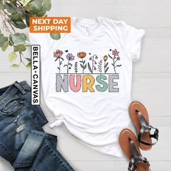 Retro Nurse Shirt PNG, Wildflowers Nurse Shirt PNG, RN Nurse Shirt PNG, Cute Nurse Shirt PNG, Nurse Appreciation, Nurse