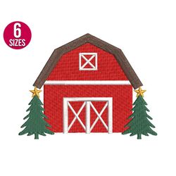Barn embroidery design, christmas, farm, country, Machine embroidery pattern, Instant Download