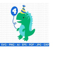 4th Dinosaur Birthday SVG, Cute Dinosaur SVG, T-Rex SVG, Dino svg, Little boy svg, boy shirt svg, Dinosaur birthday, Cut File Cricut