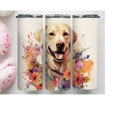 3D Dog and flowers 20 oz Tumbler PNG, Dog Floral Skinny Sublimation Wrap, Dog Flower png, Funny Dog Tumbler Wrap, pet tumbler wrap