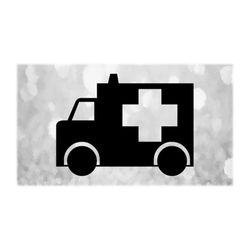 Shape Clipart: Simple Easy Ambulance Rescue or EMT Emergency Vehicle in Black - Change Color Yourself - Digital Download