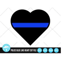 Police Blue Line Heart SVG | Thin Blue Line Police Flag SVG | Police Wife | Police Officer Support | Police Clip Art | B