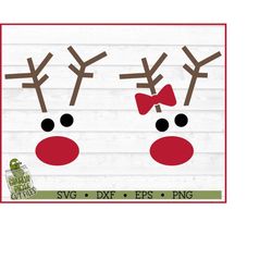 Christmas Faces Reindeer SVG File, dxf, eps, png, Boy Reindeer, Girl Reindeer, Santa, Silhouette Cameo, Cricut, Cut File