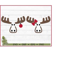 Christmas Faces Moose SVG File, dxf, eps, png, Moose boy, Moose Girl, Ornament, Silhouette Cameo, Cricut, Cut File, Digi