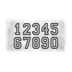 Sports Clipart: Jersey Number Templates Grouped on ONE Single Sheet - Gray Layered on Black - Digital Download SVG, Not