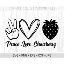 Peace Love Strawberry svg, Strawberry svg, Digital Download, Sweet svg, Fruit SVG, Love Strawberry svg, Doodle Strawberry Svg, Cricut file