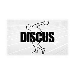 Sports Clipart: Black Track & Field  Word 'Shot' with Male / Man / Boy Discus Thrower Silhouette Outline - Digital Downl