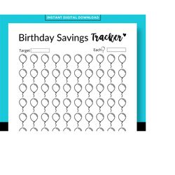 Birthday Savings Fund Tracker Printable, Savings Tracker, Savings Challenge, Savings, Money Challenge, birthday tracker,savings print