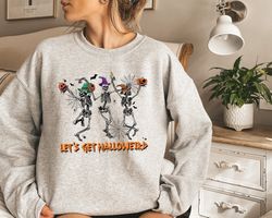 Halloween Dancing Skeleton SweatShirt PNG, Pumpkin Skeleton Graphic Tee, Halloween Gifts, Fall Halloween SweatShirt PNG,
