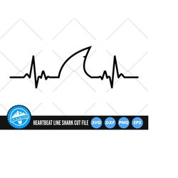 Heartbeat Line Shark Fin SVG Files | ECG EKG Cut Files | Healthcare Vector Files | Shark Fin Vector | Heartbeat Pulse Cl
