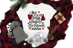 Hot Cocoa Cozy Blankets Christmas Movies Shirt PNG, Christmas Shirt PNG, Christmas Buffalo Plaid Shirt PNG, Shirt PNG, M