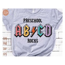 Preschool Rocks Svg, First day of School Svg, Preschool Svg, Back To School Svg, Rock and Roll Kids Svg, Teacher Shirt S