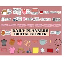 everyday digital stickers, precropped digital planner stickers, planner stickers, goodnotes stickers, cute stickers, life stickers