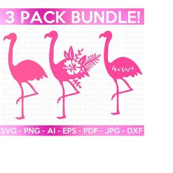 Flamingo Mini SVG Bundle, Floral Flamingo SVG, Flamingo Cutting File, Floral Flamingo Clipart, Flamingo Decor, Cut File