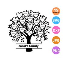 15 people family tree svg, Family reunion svg, Custom family tree svg 15 members, Family tree clipart, cricut svg, svg files for silhouette