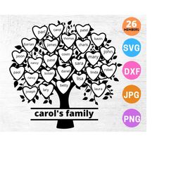 Family tree svg 26 members, Family reunion svg, Custom family tree svg  26 names, Family tree clipart, cricut svg, svg files for silhouette