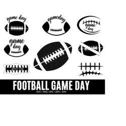 Game Day Football Svg | Football Design Commercial Use Digital Designs | Silhouette Cut Files | Football Stitches Svg | for Cutting Machine