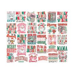 Retro Christmas png Bundle, pink Christmas png, groovy christmas svg, christmas shirt design, christmas, pink santa png, sublimation downloa