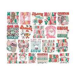 Retro Christmas png Bundle, pink Christmas png, pink christmas png bundle, christmas shirt design, christmas bundle ,pink santa png,