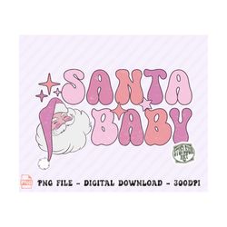 Santa baby PNG, Retro Christmas png Svg, Christmas, Christmas png, Pink Santa png, Pink Christmas Png, Groovy Christmas Sublimation Designs
