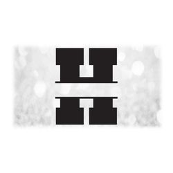 Word Clipart: Single Capital Letter 'H' Initial or Monogram in Black Bold College Style Split Name Frame - Digital Downl