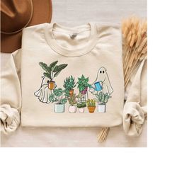 Ghost Plant Lady Sweatshirt, Ghost Plant Shirt, Halloween Plants Sweatshirt, Halloween Ghost Sweatshirt, Halloween Gift