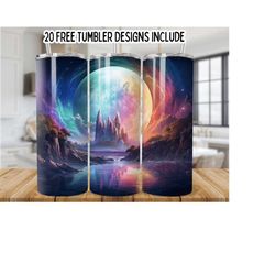 Colorful Planet 20oz Skinny Tumbler Wrap, Planet Tumbler PNG, Straight Seamless Graphics Tumbler Wrap PNG, Instant Digital Download