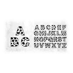 Word Clipart: Black Cow Print or Spot Patterned Alphabet Grouped on ONE Single Sheet - Digital Download SVG, NOT an Inst
